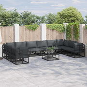 vidaXL Tuin Sofa Set met kussen 10 pcs Zwart Aluminium