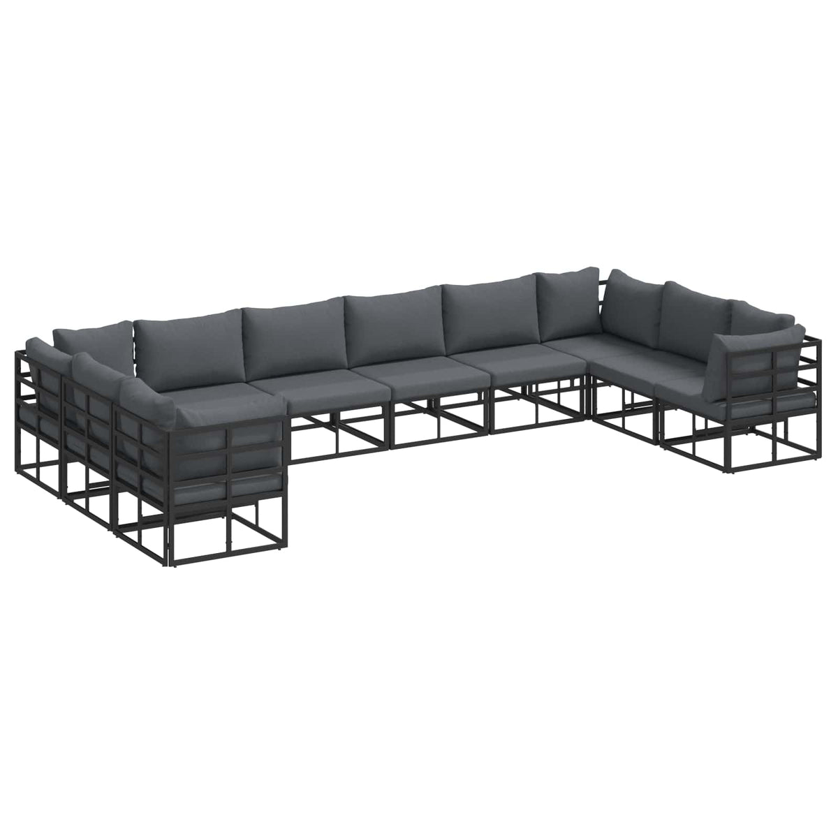 vidaXL Tuin Sofa Set met kussen 10 pcs Zwart Aluminium