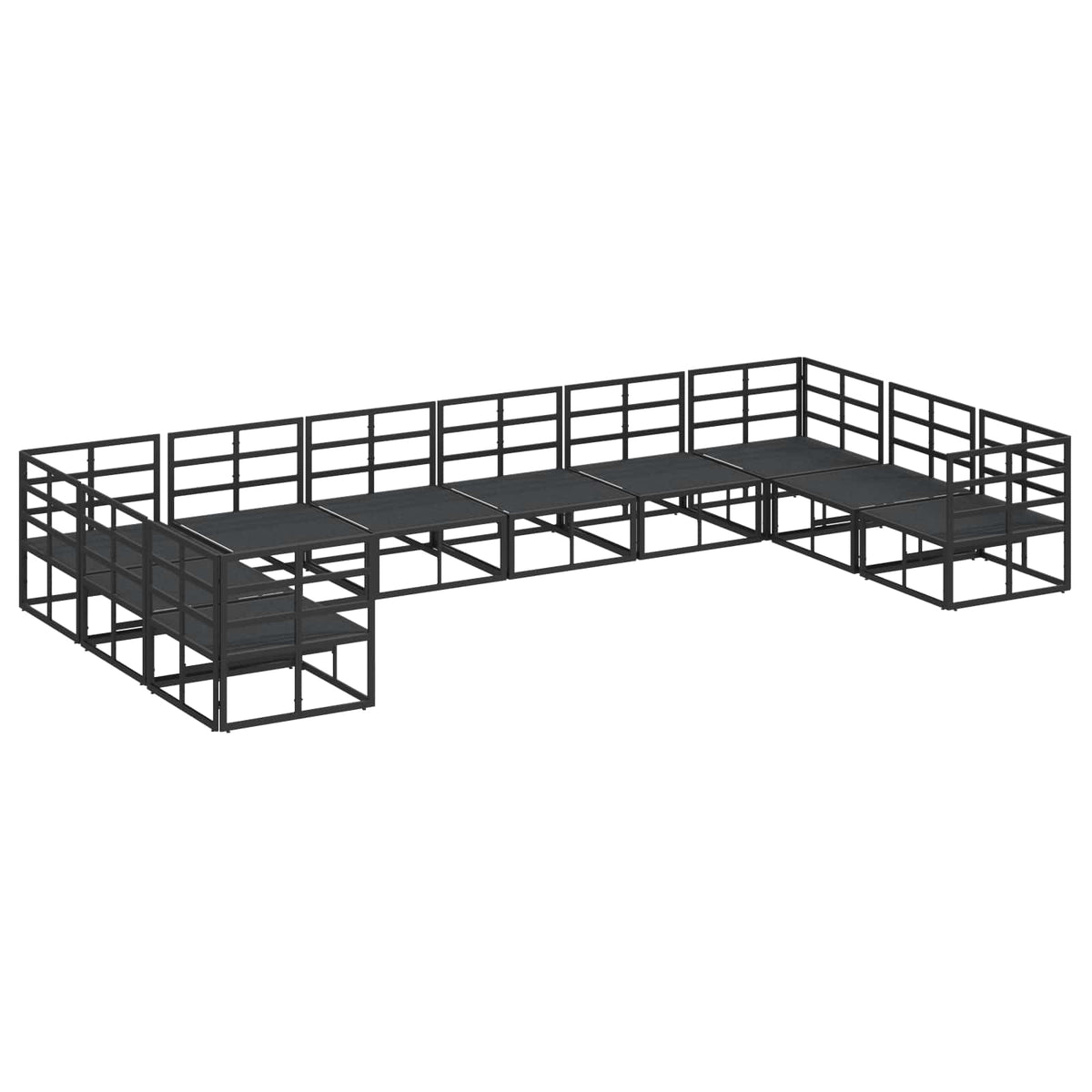 vidaXL Tuin Sofa Set met kussen 10 pcs Zwart Aluminium