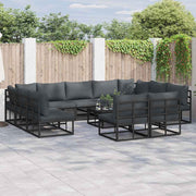 vidaXL Tuin Sofa Set met kussen 11 pcs Zwart Aluminium