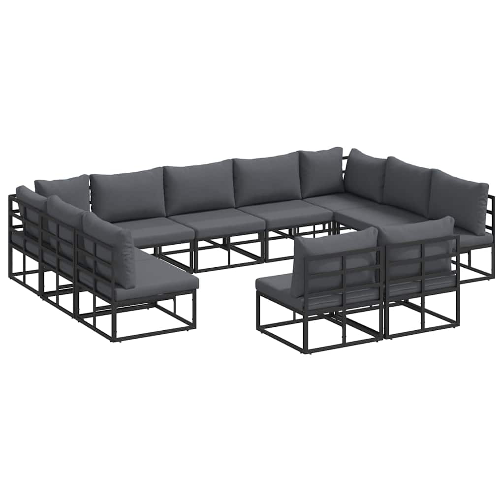 vidaXL Tuin Sofa Set met kussen 11 pcs Zwart Aluminium