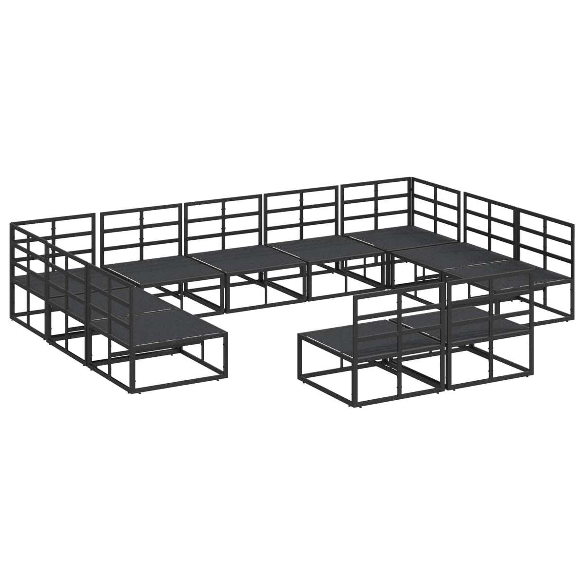 vidaXL Tuin Sofa Set met kussen 11 pcs Zwart Aluminium