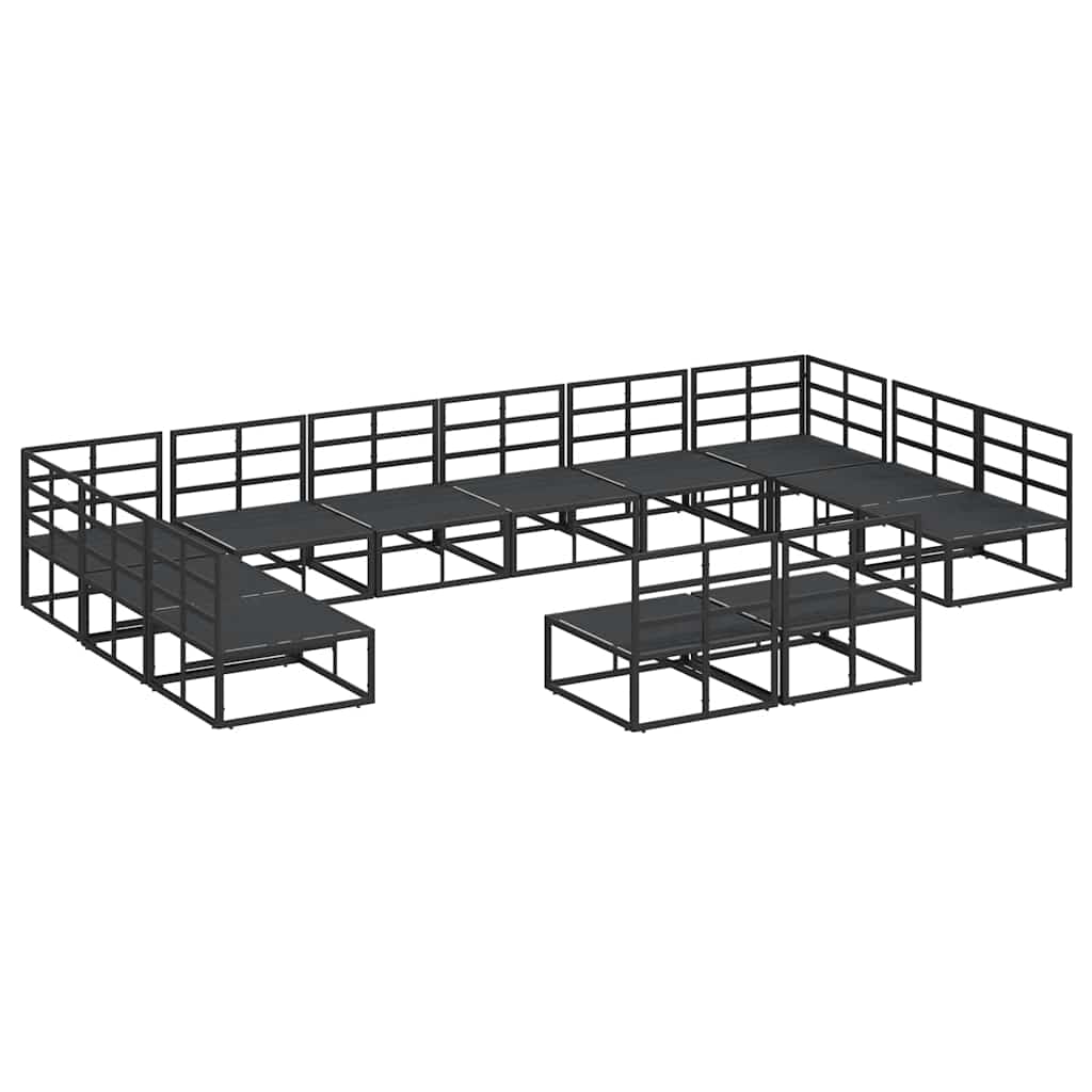 vidaXL Tuin Sofa Set met kussen 12 pcs Zwart Aluminium