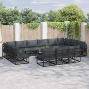 vidaXL Tuin Sofa Set met kussen 13 pcs Zwart Aluminium