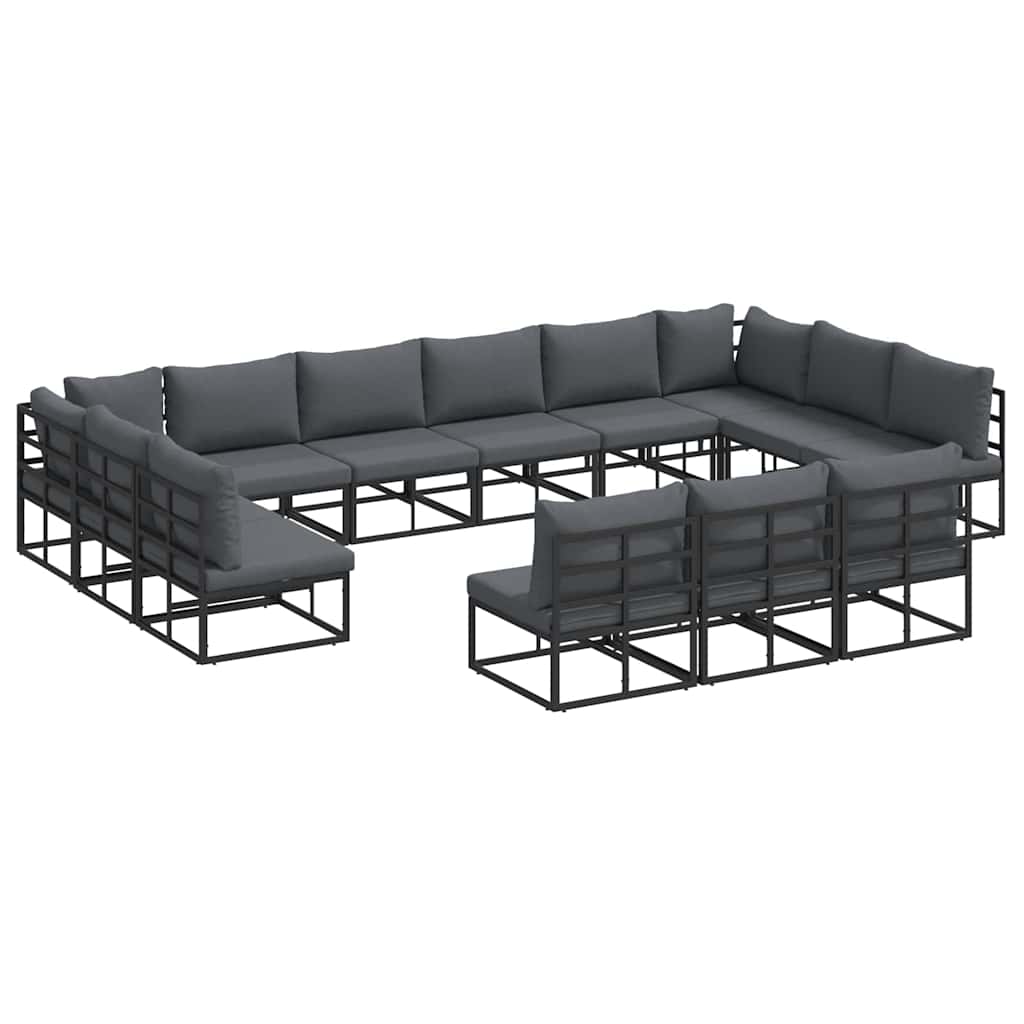 vidaXL Tuin Sofa Set met kussen 13 pcs Zwart Aluminium