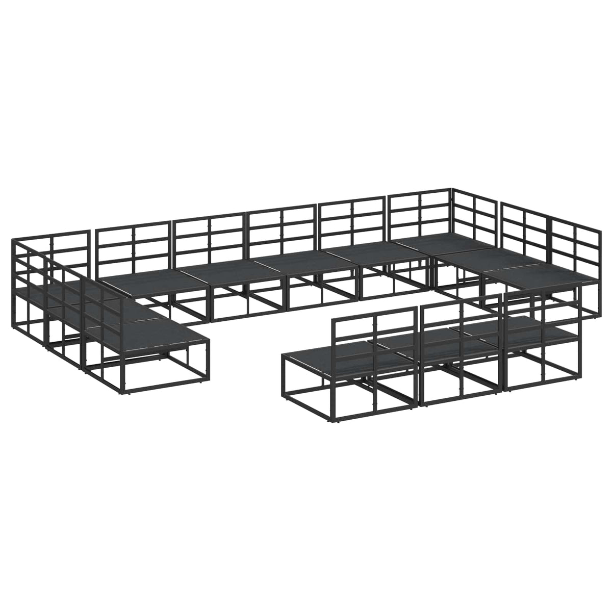 vidaXL Tuin Sofa Set met kussen 13 pcs Zwart Aluminium