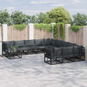 vidaXL Tuin Sofa Set met kussen 11 pcs Zwart Aluminium