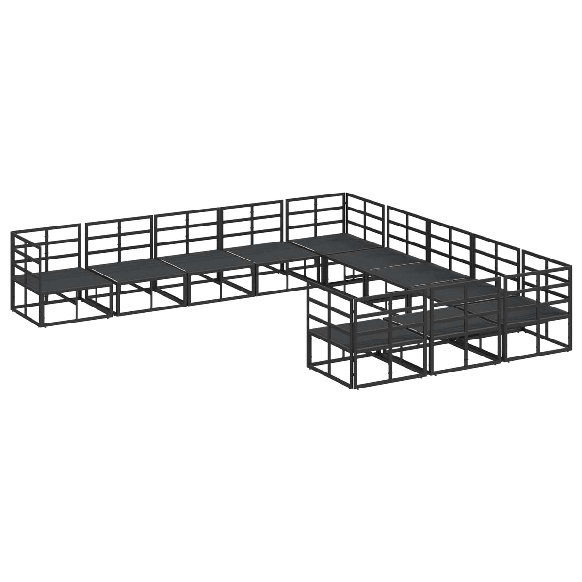 vidaXL Tuin Sofa Set met kussen 11 pcs Zwart Aluminium