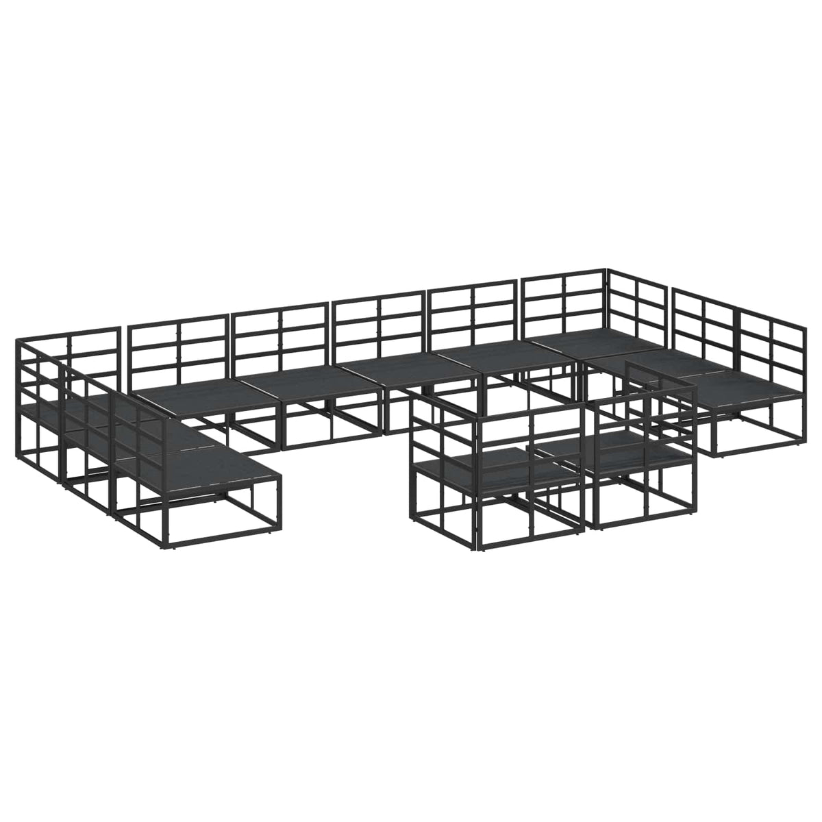 vidaXL Tuin Sofa Set met kussen 12 pcs Zwart Aluminium