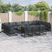 vidaXL Tuin Sofa Set met kussen 13 pcs Zwart Aluminium