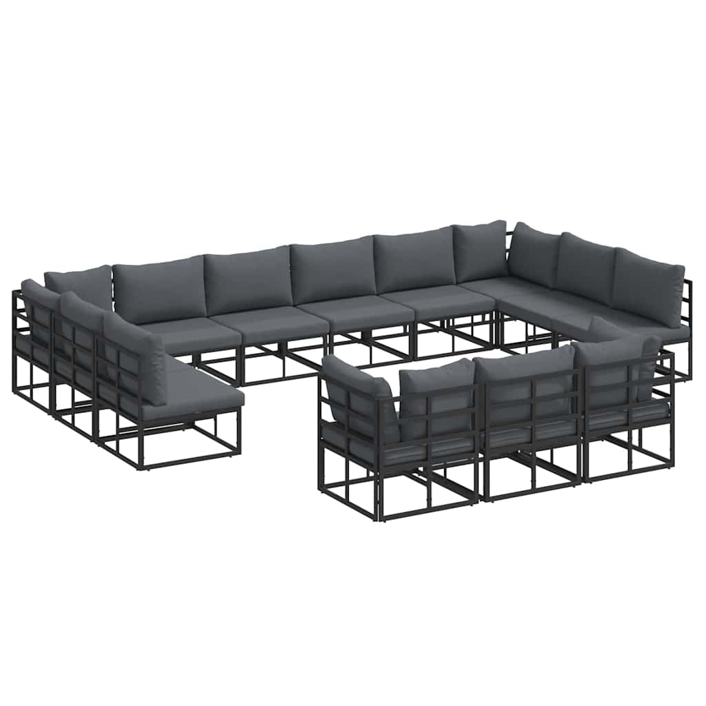 vidaXL Tuin Sofa Set met kussen 13 pcs Zwart Aluminium