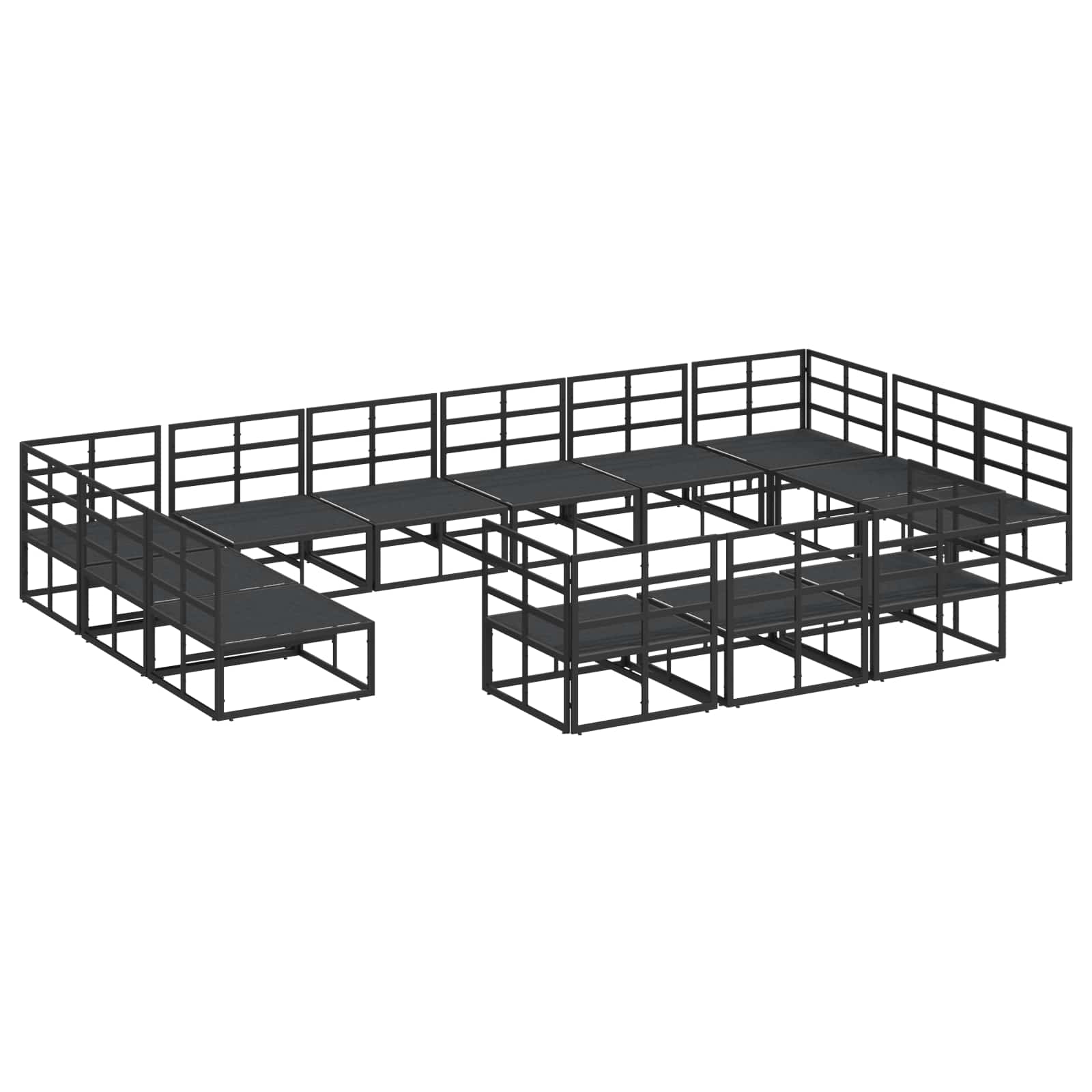 vidaXL Tuin Sofa Set met kussen 13 pcs Zwart Aluminium