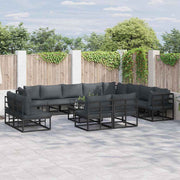 vidaXL Tuin Sofa Set met kussen 12 pcs Zwart Aluminium