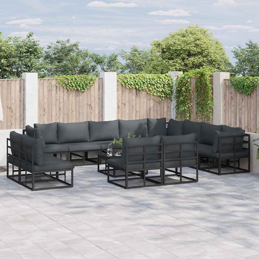 vidaXL Tuin Sofa Set met kussen 12 pcs Zwart Aluminium
