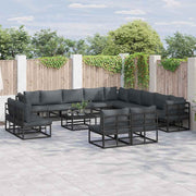 vidaXL Tuin Sofa Set met kussen 13 pcs Zwart Aluminium