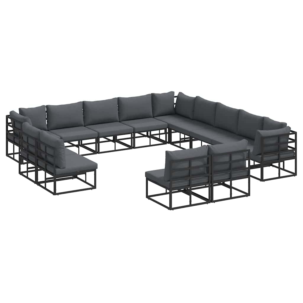 vidaXL Tuin Sofa Set met kussen 13 pcs Zwart Aluminium