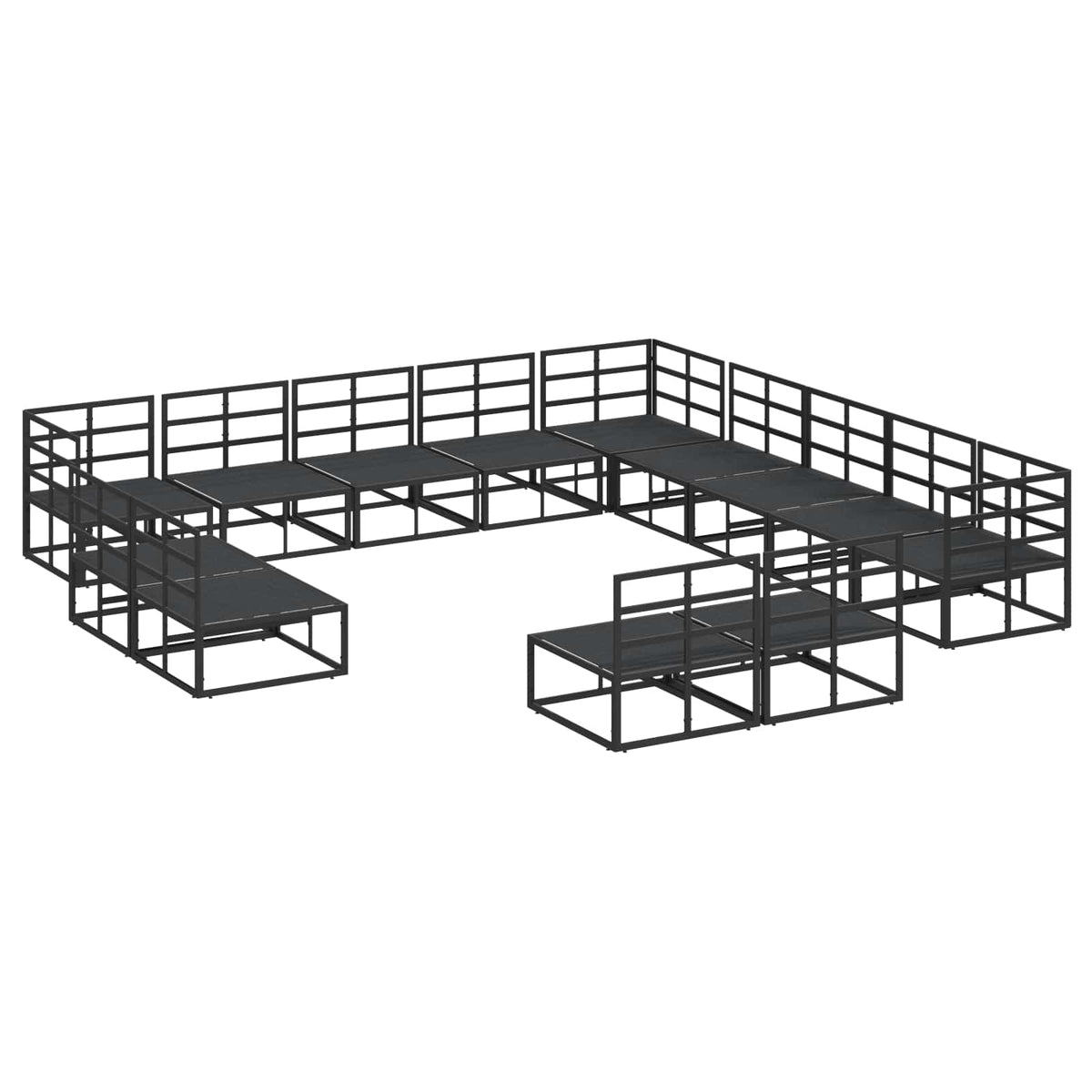 vidaXL Tuin Sofa Set met kussen 13 pcs Zwart Aluminium