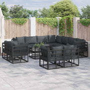 vidaXL Tuin Sofa Set met kussen 11 pcs Zwart Aluminium