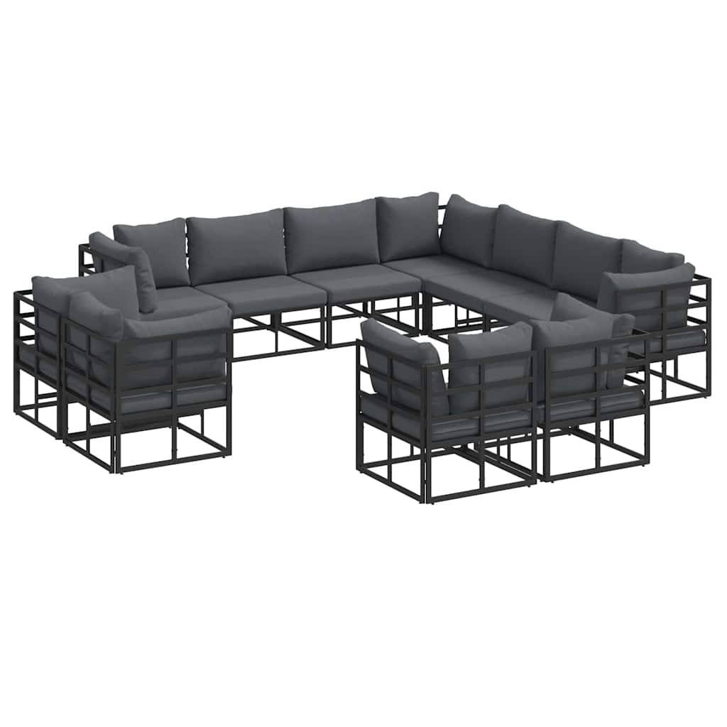 vidaXL Tuin Sofa Set met kussen 11 pcs Zwart Aluminium