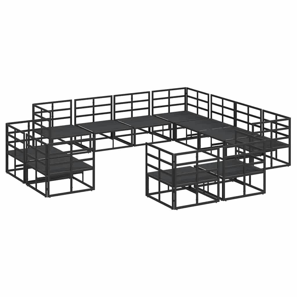 vidaXL Tuin Sofa Set met kussen 11 pcs Zwart Aluminium