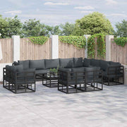 vidaXL Tuin Sofa Set met kussen 12 pcs Zwart Aluminium