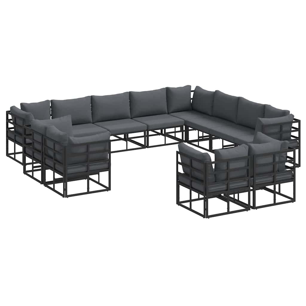 vidaXL Tuin Sofa Set met kussen 12 pcs Zwart Aluminium