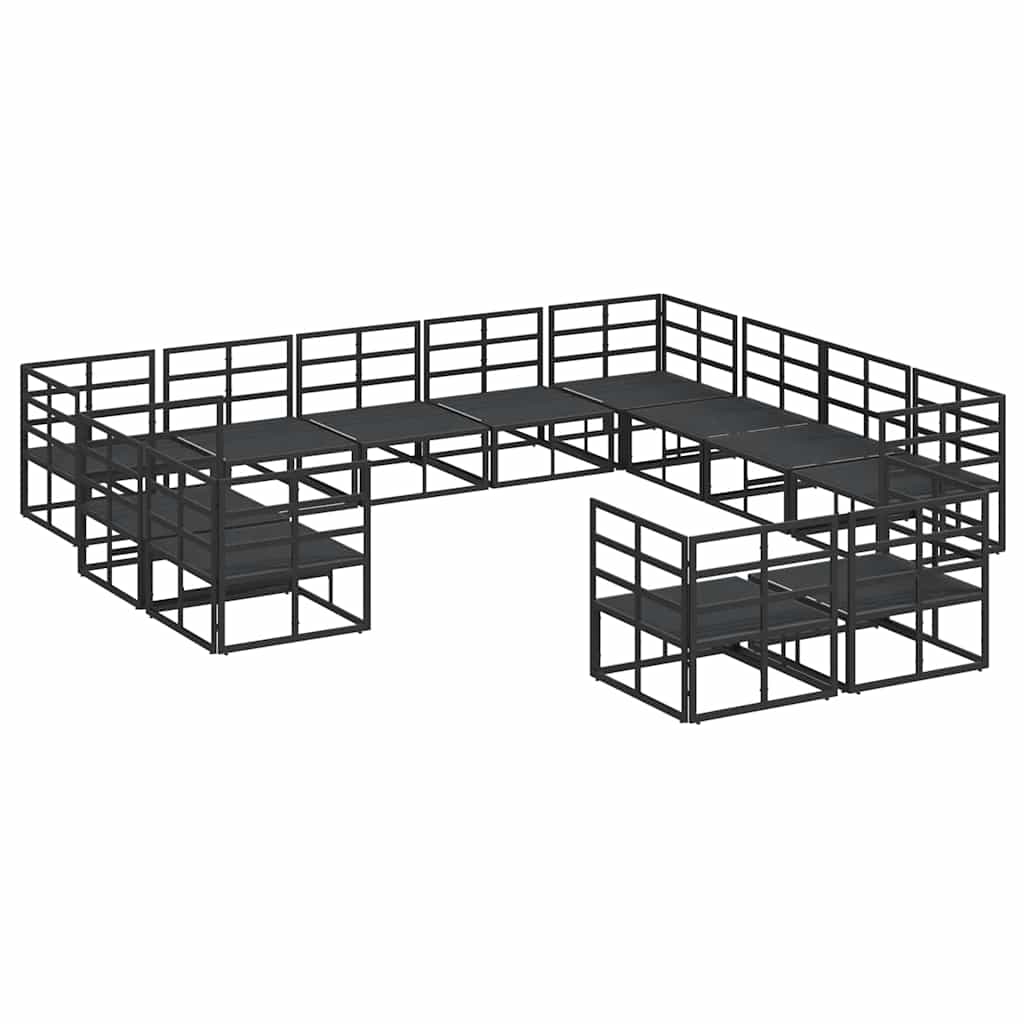 vidaXL Tuin Sofa Set met kussen 12 pcs Zwart Aluminium