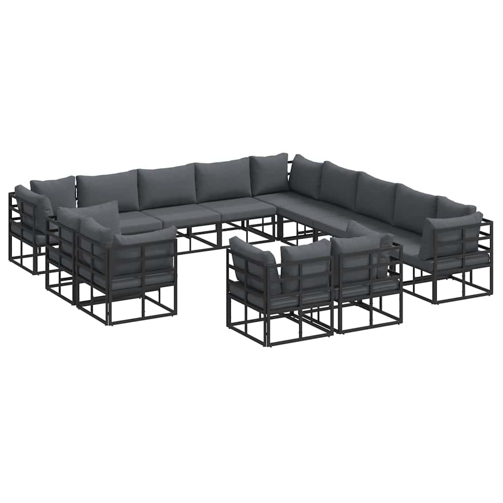 vidaXL Tuin Sofa Set met kussen 13 pcs Zwart Aluminium