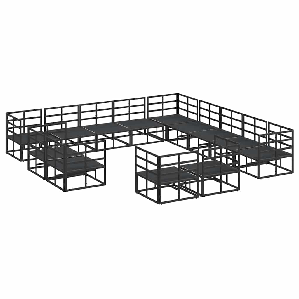 vidaXL Tuin Sofa Set met kussen 13 pcs Zwart Aluminium