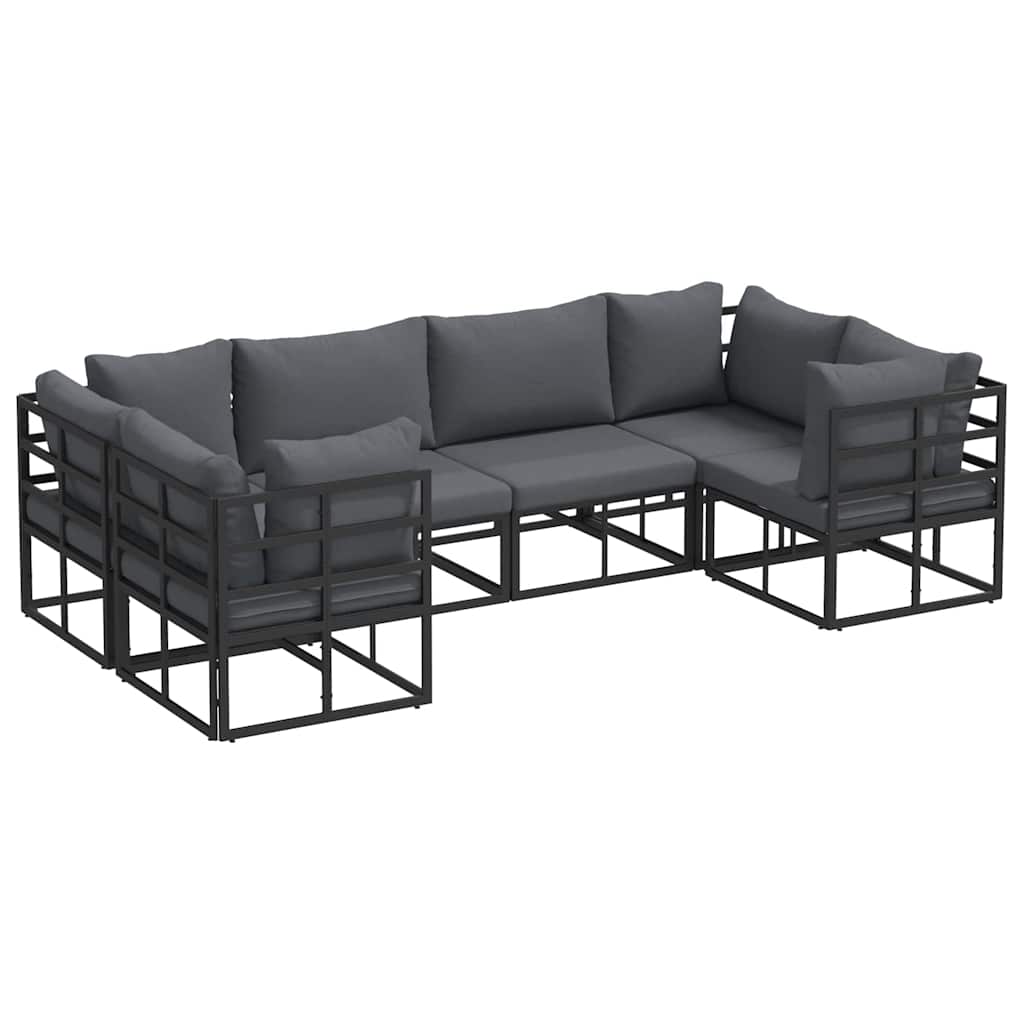 vidaXL Tuin Sofa Set 6 pcs Zwart Aluminium