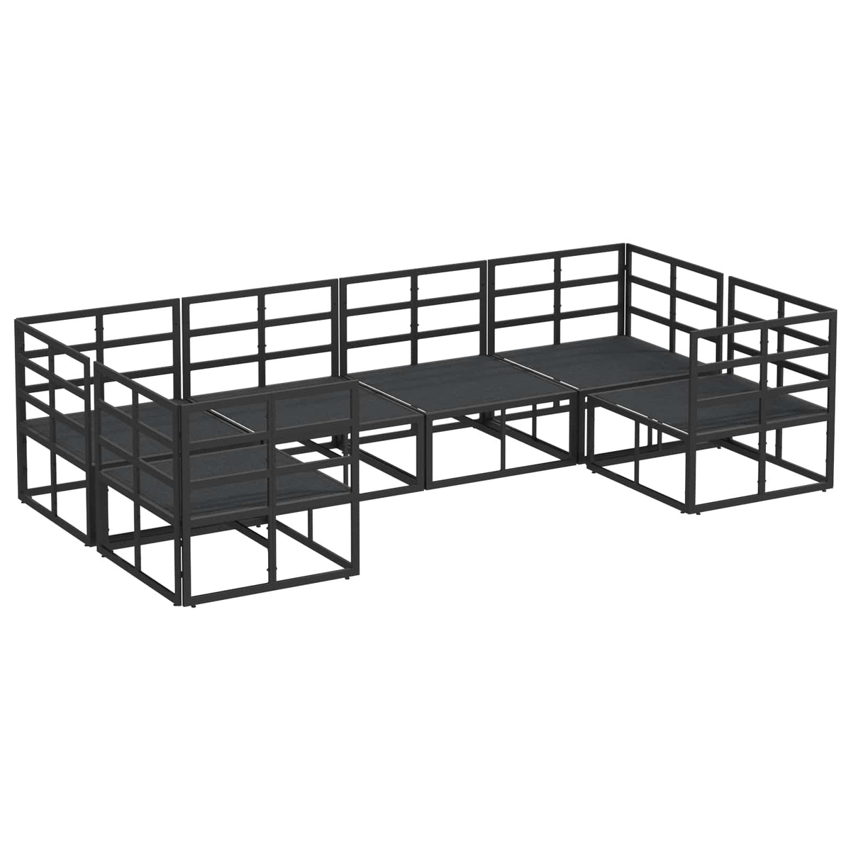 vidaXL Tuin Sofa Set 6 pcs Zwart Aluminium