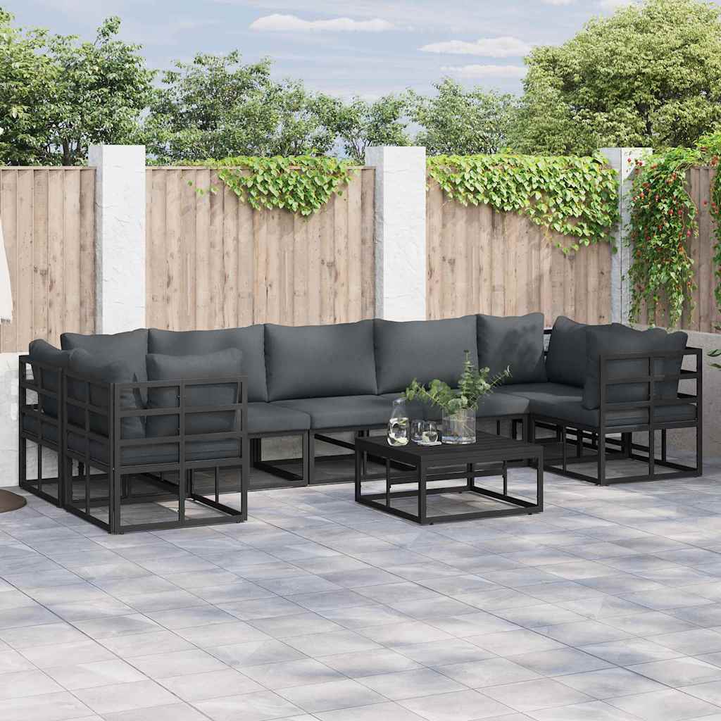 vidaXL Tuin Sofa Set 7 pcs Zwart Aluminium