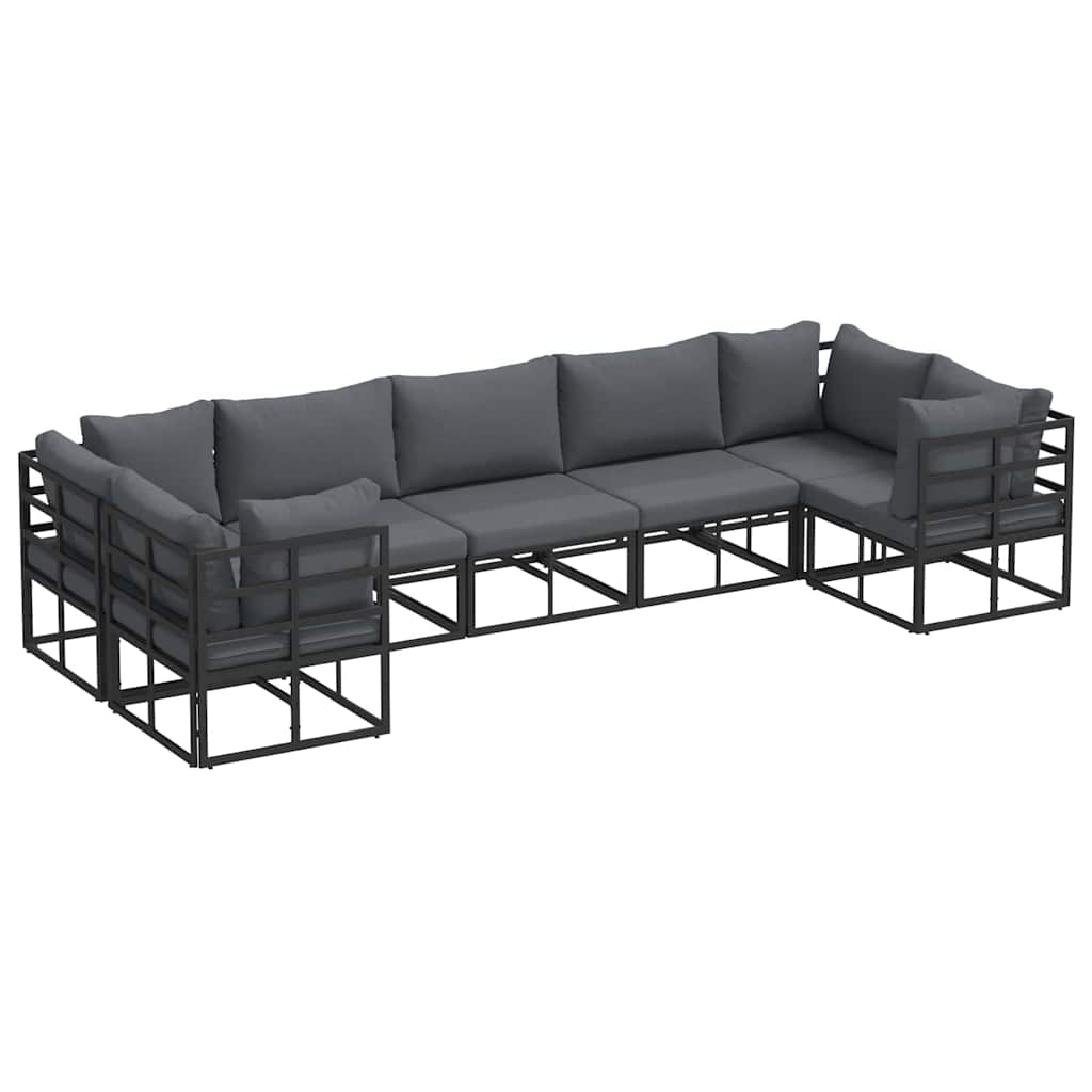 vidaXL Tuin Sofa Set 7 pcs Zwart Aluminium