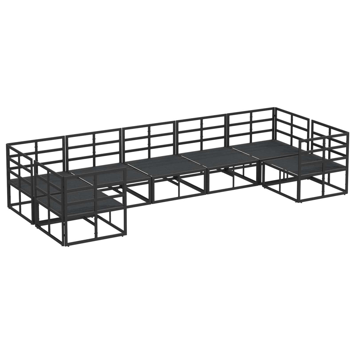 vidaXL Tuin Sofa Set 7 pcs Zwart Aluminium