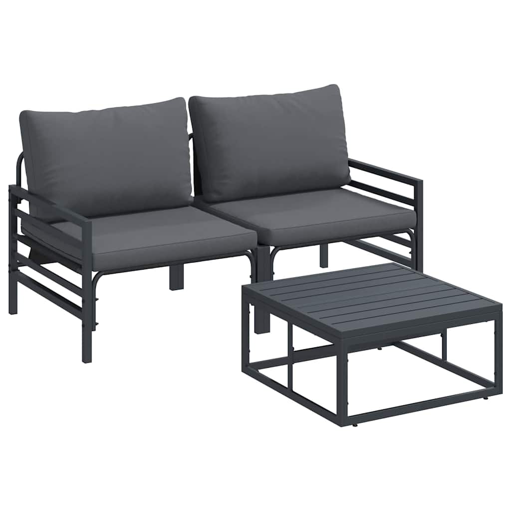 vidaXL Tuin Sofa Set 3 pcs Antraciet Staal