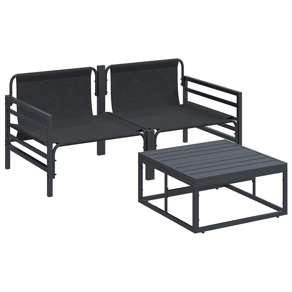 vidaXL Tuin Sofa Set 3 pcs Antraciet Staal