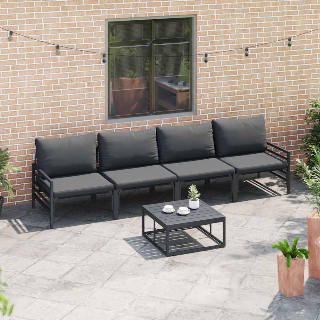 vidaXL Tuin Sofa Set 4 pcs Antraciet Staal