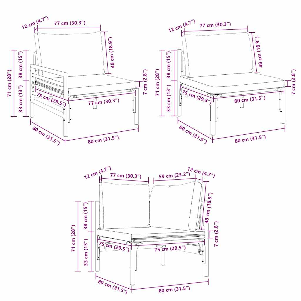 vidaXL Tuin Sofa Set 8 pcs Antraciet Staal
