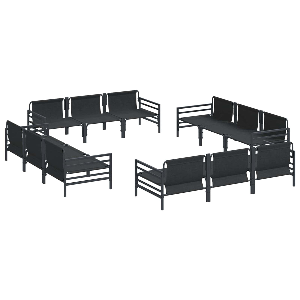 vidaXL Tuin Sofa Set 12 pcs Antraciet Staal