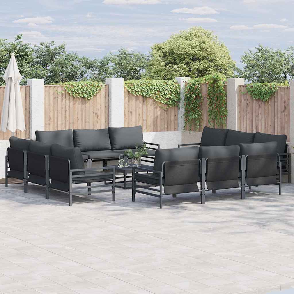 vidaXL Tuin Sofa Set 12 pcs Antraciet Staal