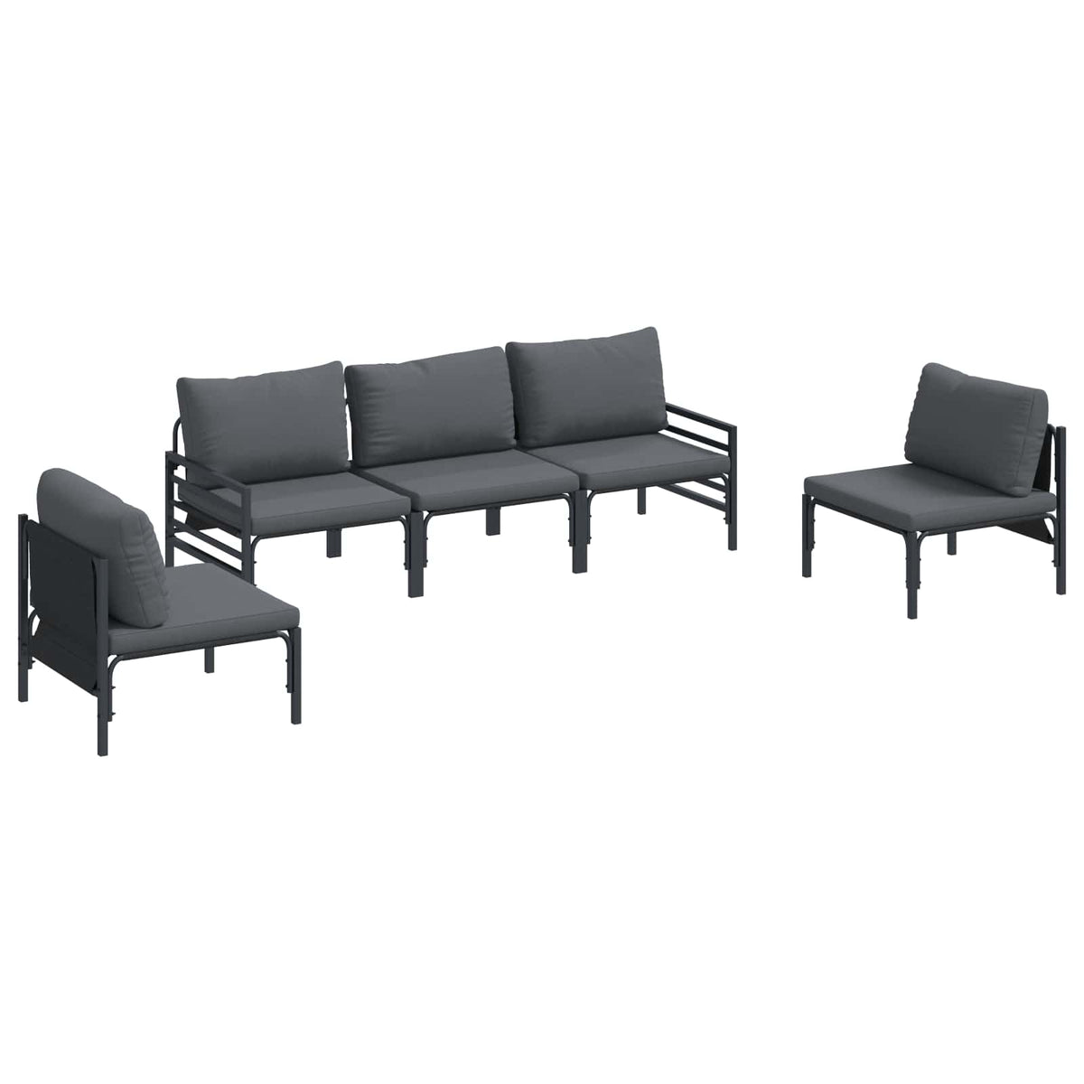 vidaXL Tuin Sofa Set 5 pcs Antraciet Staal