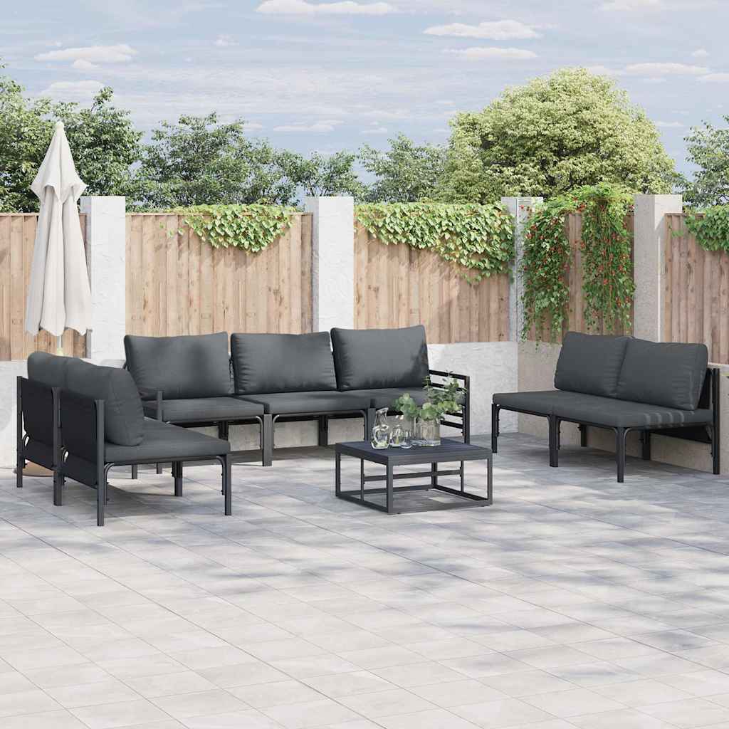 vidaXL Tuin Sofa Set 8 pcs Antraciet Staal