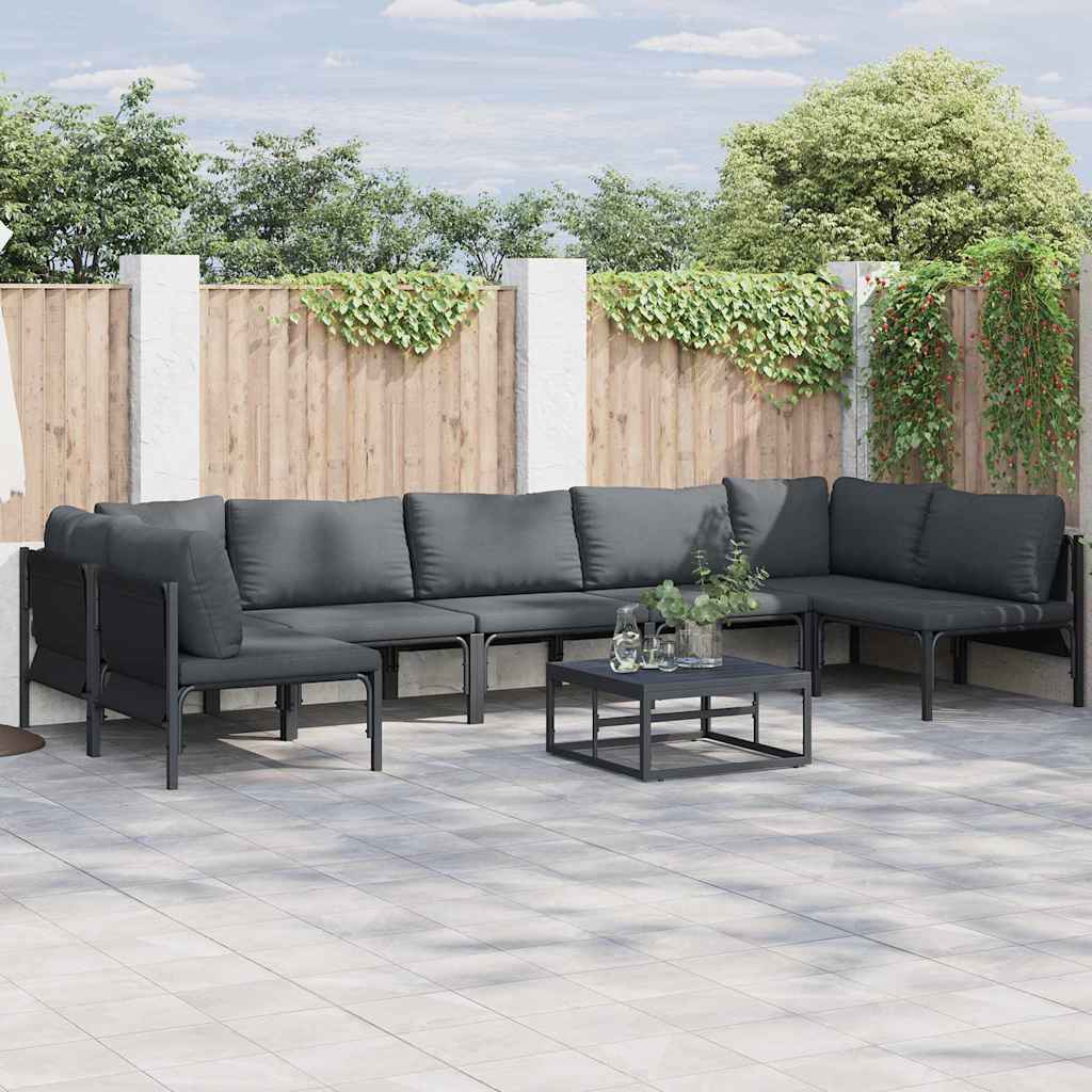 vidaXL Tuin Sofa Set 8 pcs Antraciet Staal