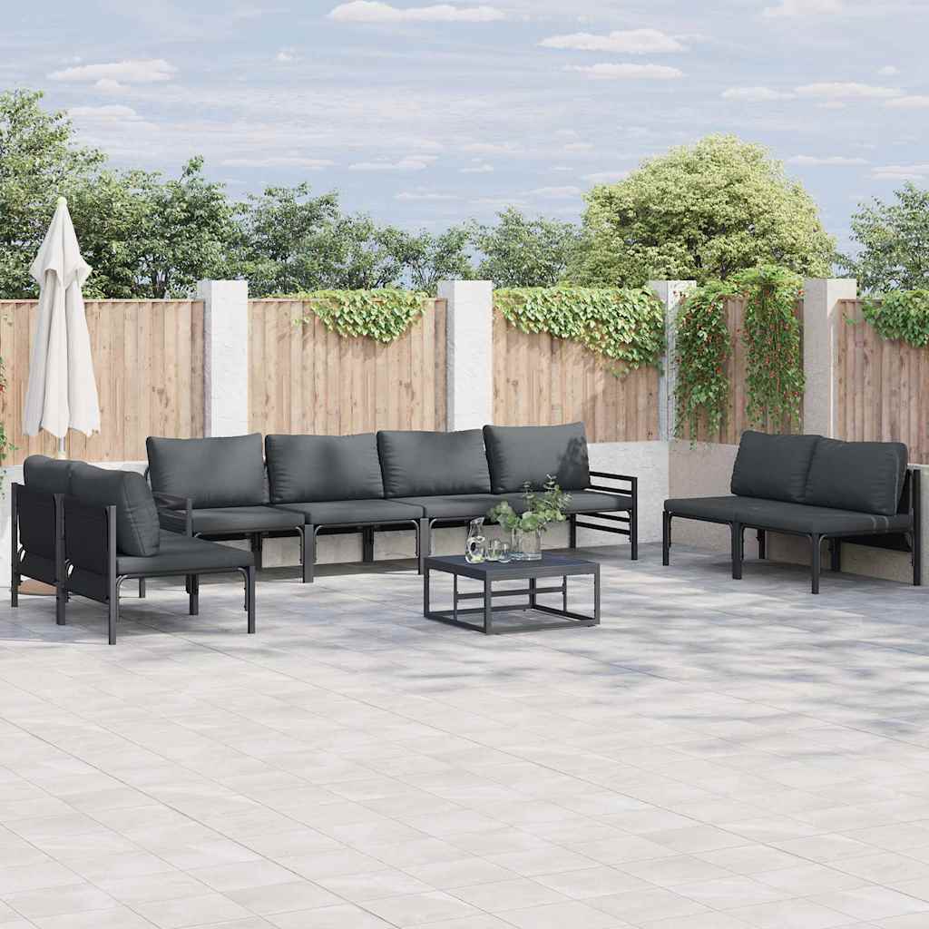 vidaXL Tuin Sofa Set 8 pcs Antraciet Staal