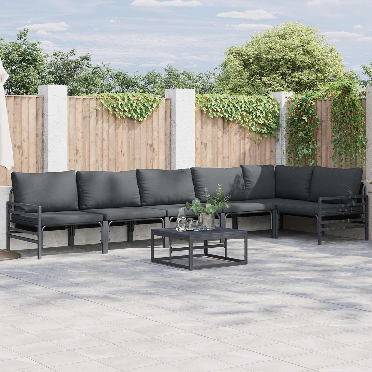 vidaXL Tuin Sofa Set 6 pcs Antraciet Staal