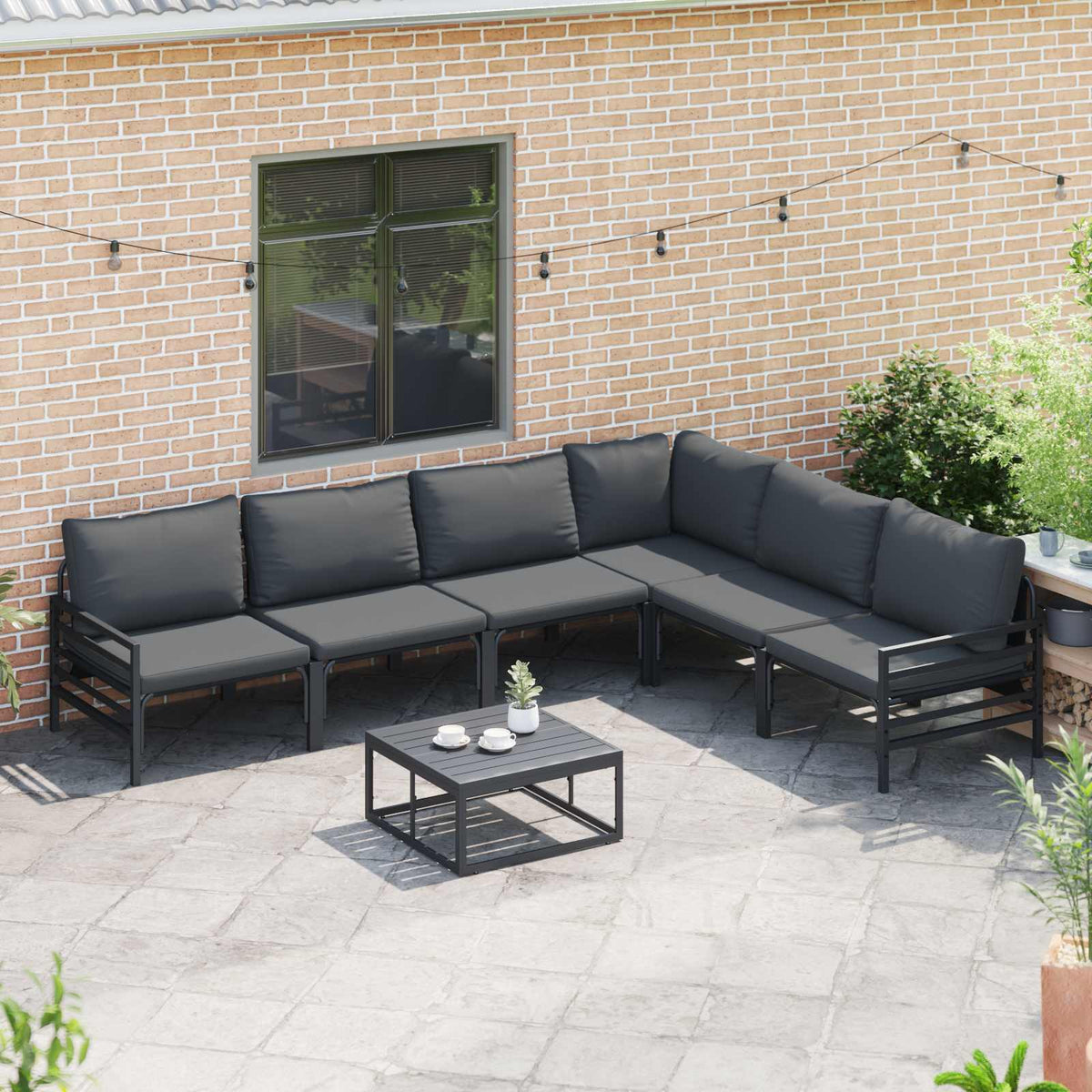 vidaXL Tuin Sofa Set 6 pcs Antraciet Staal