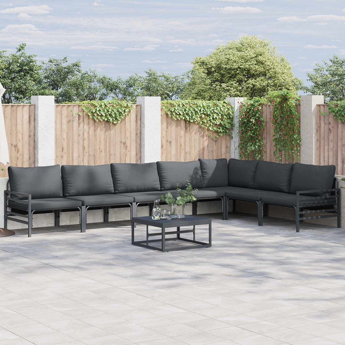 vidaXL Tuin Sofa Set 7 pcs Antraciet Staal