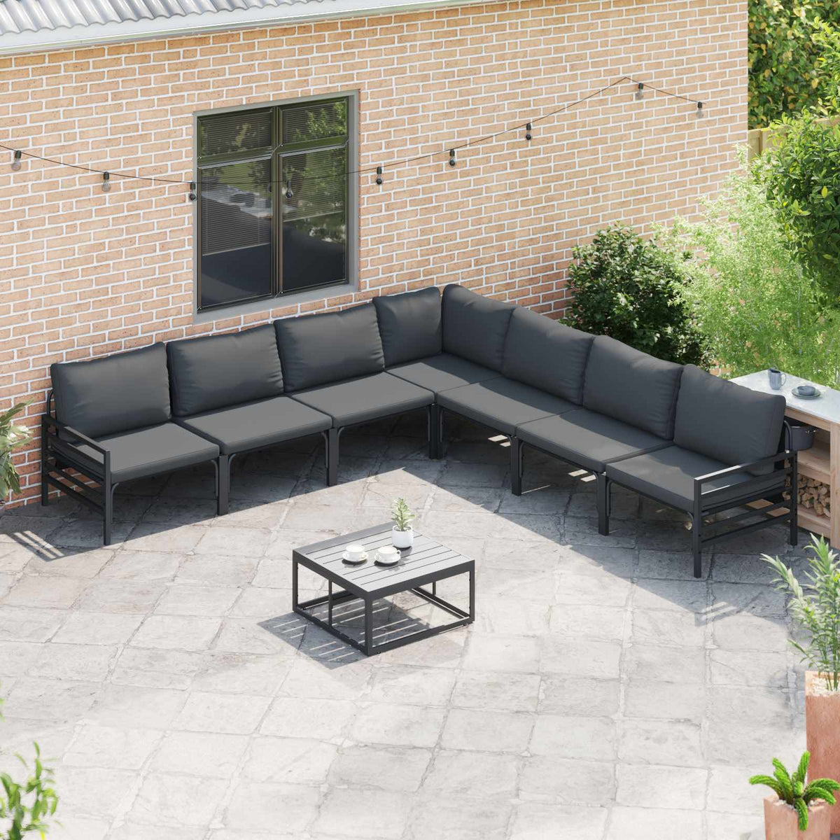 vidaXL Tuin Sofa Set 7 pcs Antraciet Staal