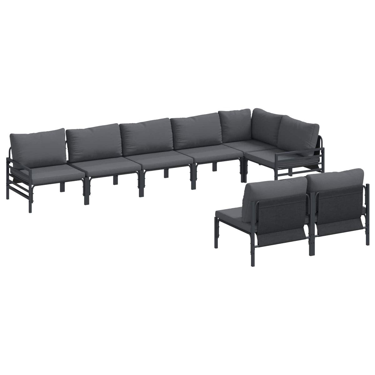 vidaXL Tuin Sofa Set 8 pcs Antraciet Staal