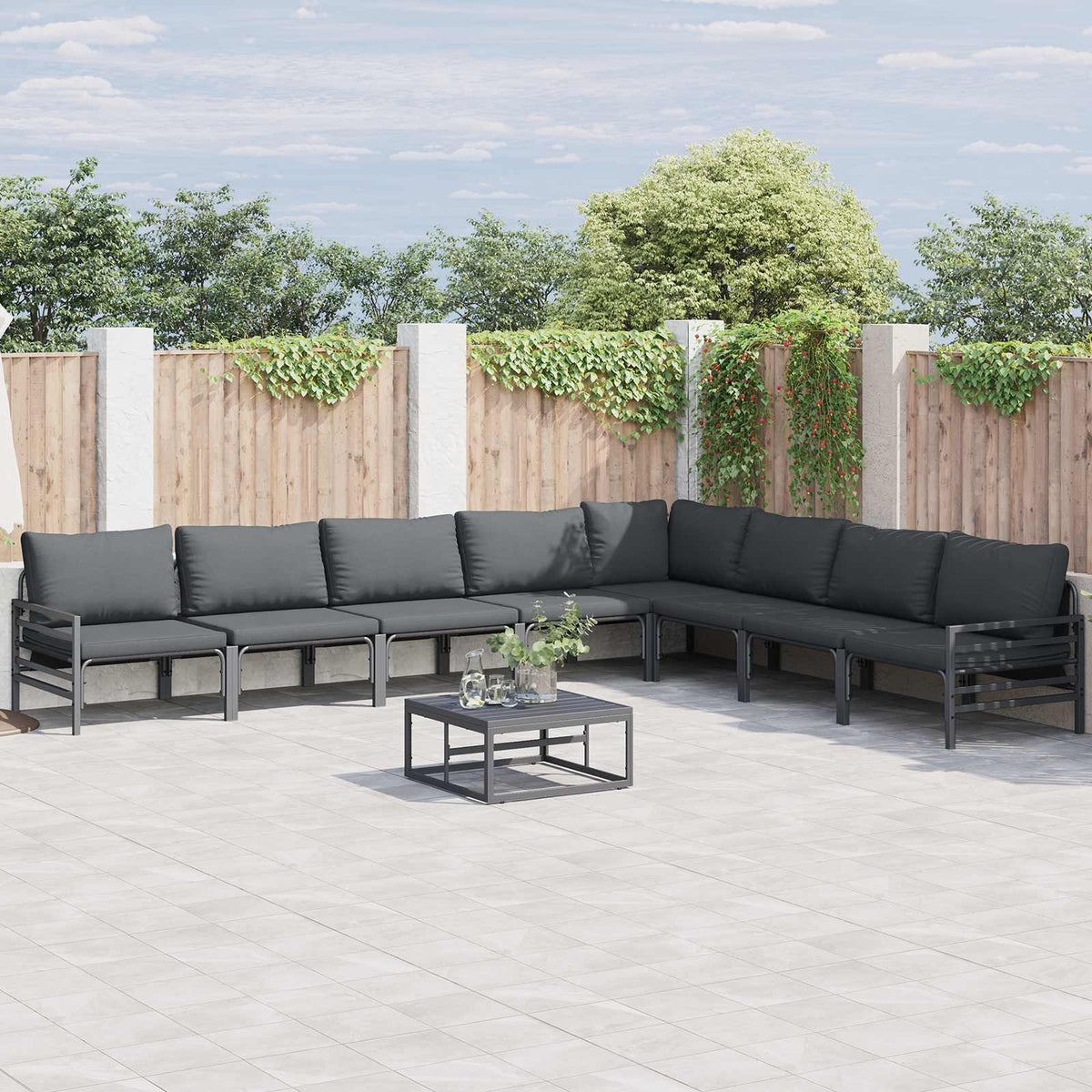 vidaXL Tuin Sofa Set 8 pcs Antraciet Staal